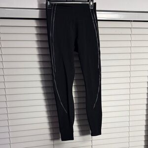 Fabletics Black Joggers with Subtle Gray Stripes